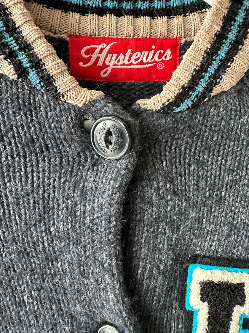 HYSTERIC GLAMOUR  - 2000s CHUNKY KNIT VARSITY CARDIGAN