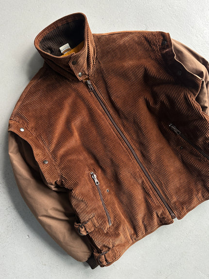 ITALIAN LABEL 1980s PANELED CORDUROY BOMBER JACKET WITH CONTRASTING SLEEVE