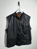EMPORIO ARMANI - 1980s ZIPPED LEATHER BIKER VEST JACKET
