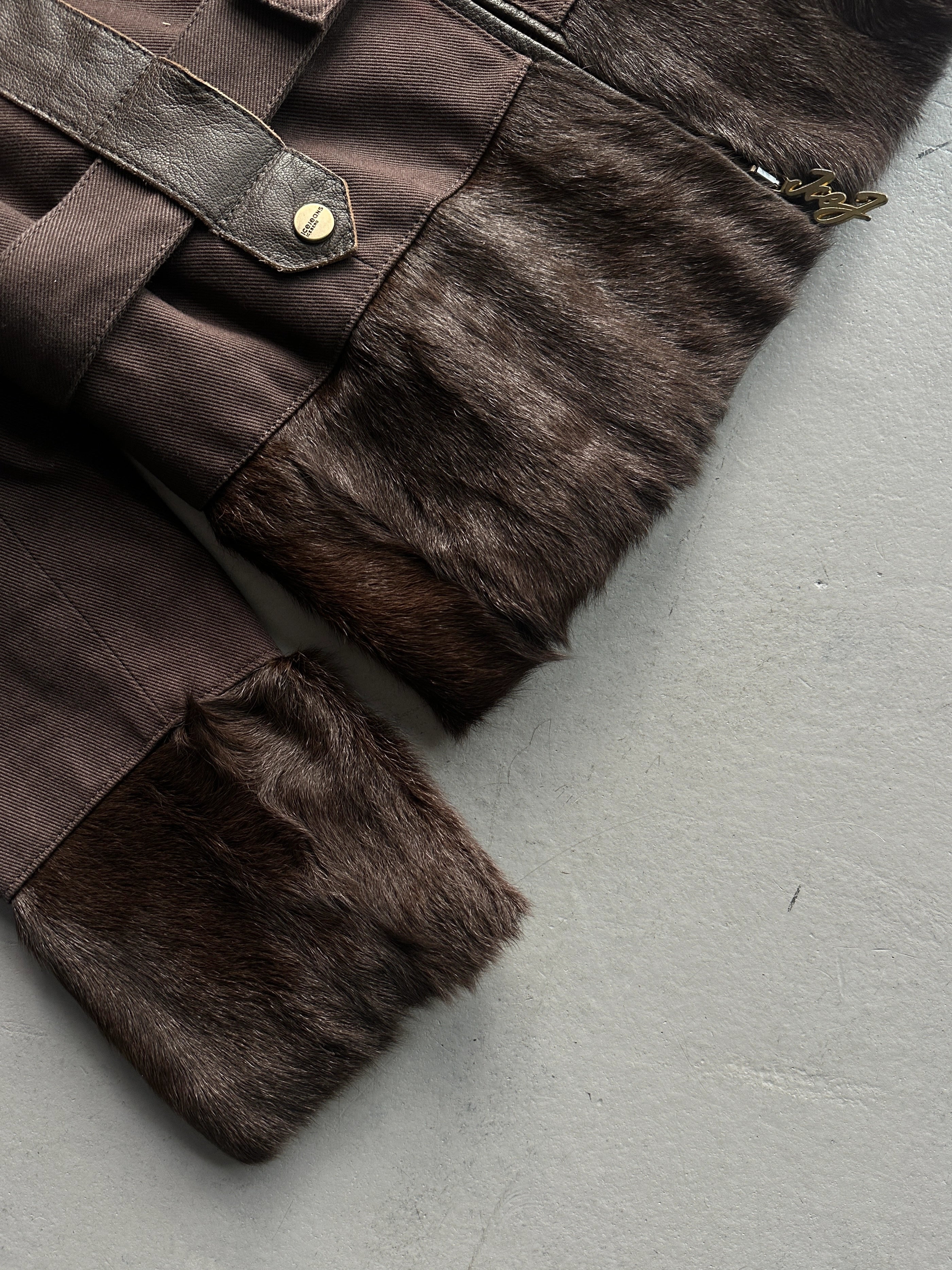 ICEBERG - early 2000s BELTED JACKET WITH FUR COLLAR AND CUFFS