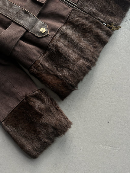 ICEBERG - early 2000s BELTED JACKET WITH FUR COLLAR AND CUFFS