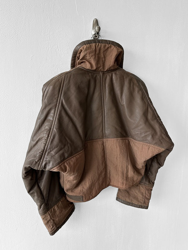 LA MATTA - 1980s PANELED CROP FIT JACKET WITH SHEARLING COLLAR