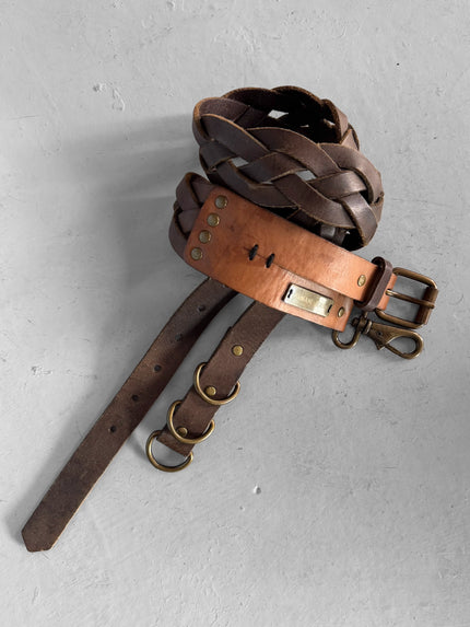 ARMANI JEANS - early 2000s BRAIDED LEATHER BELT
