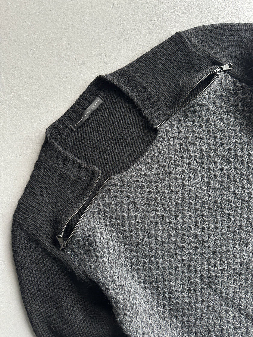 DANIELE ALESSANDRINI - 1990s KNIT JUMPER WITH DOUBLE ZIP DETAILS