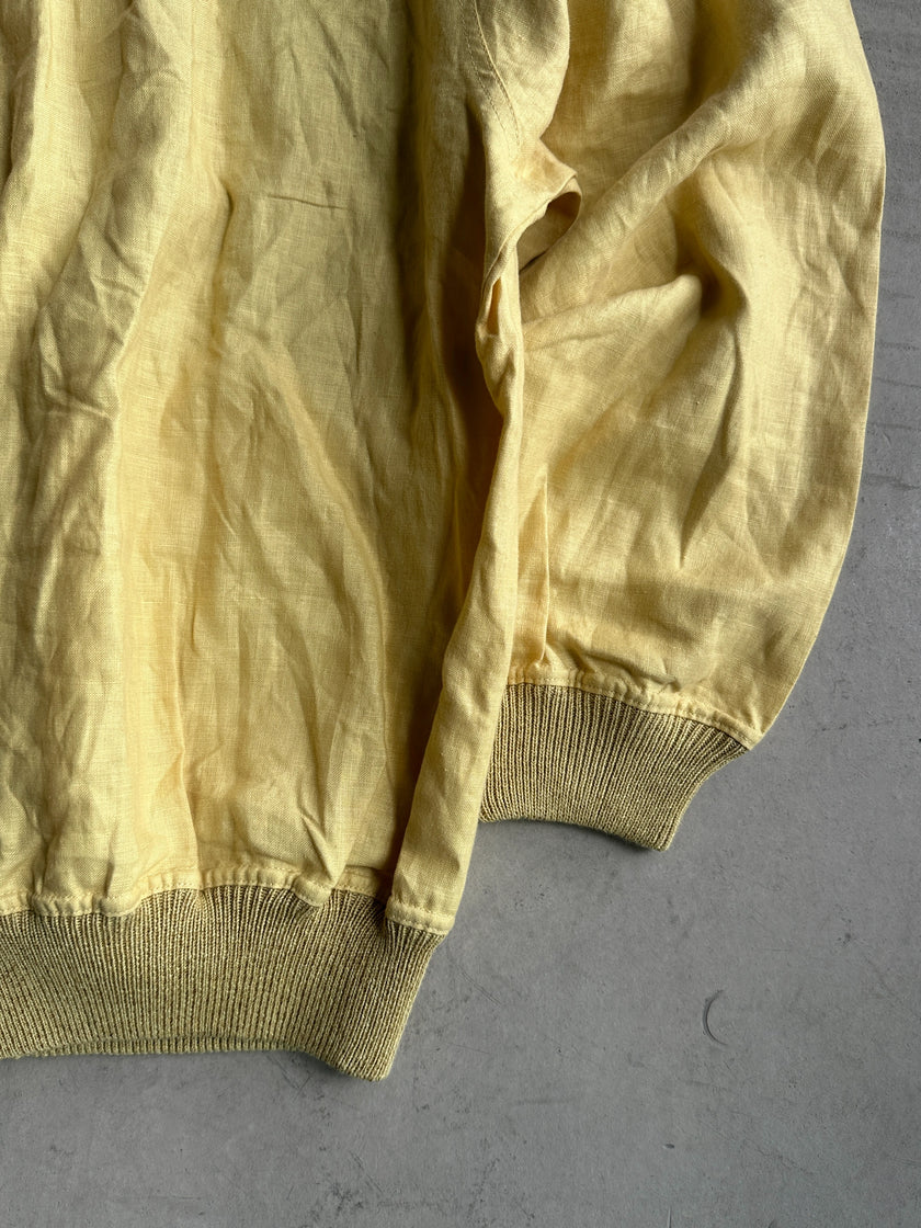 1980s LINEN CARDIGAN WITH KNITTED FRONT