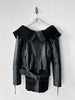 JAPANESE LABEL - late 1990s LEATHER JACKET WITH KNITTED HEM AND ZIP AT BACK