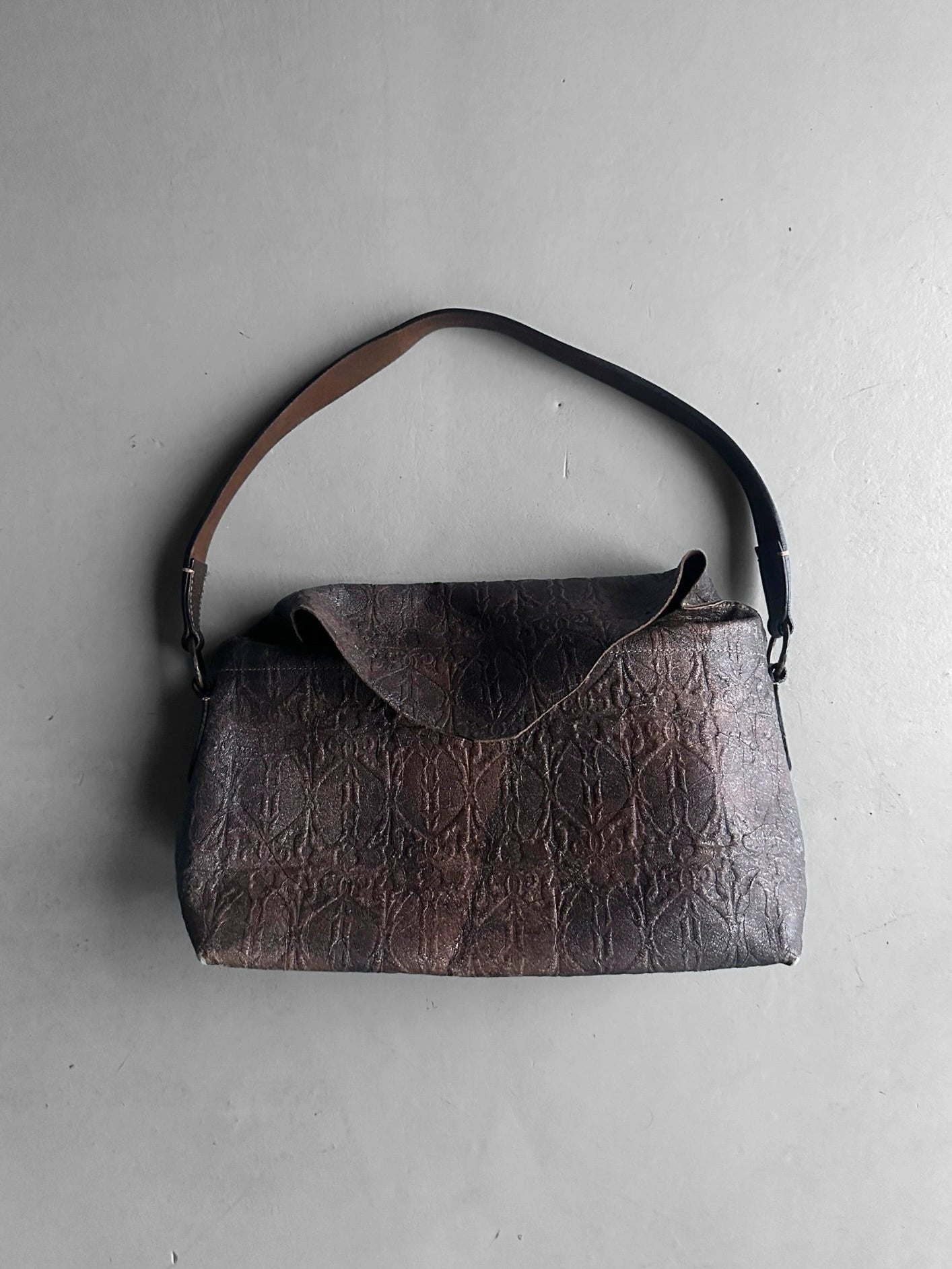 ROBERTO CAVALLI  - early 2000s EMBOSSED LEATHER SLOUCHY SHOULDER BAG