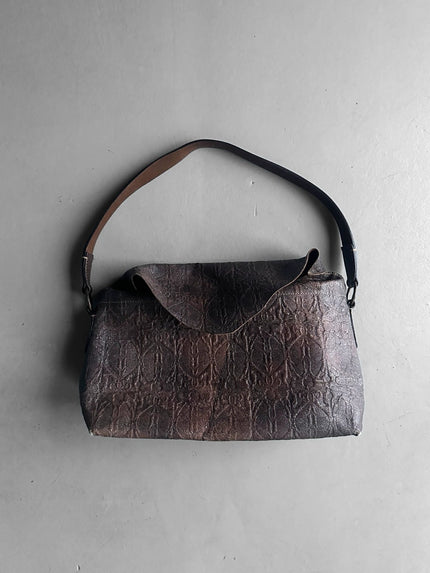 ROBERTO CAVALLI  - early 2000s EMBOSSED LEATHER SLOUCHY SHOULDER BAG