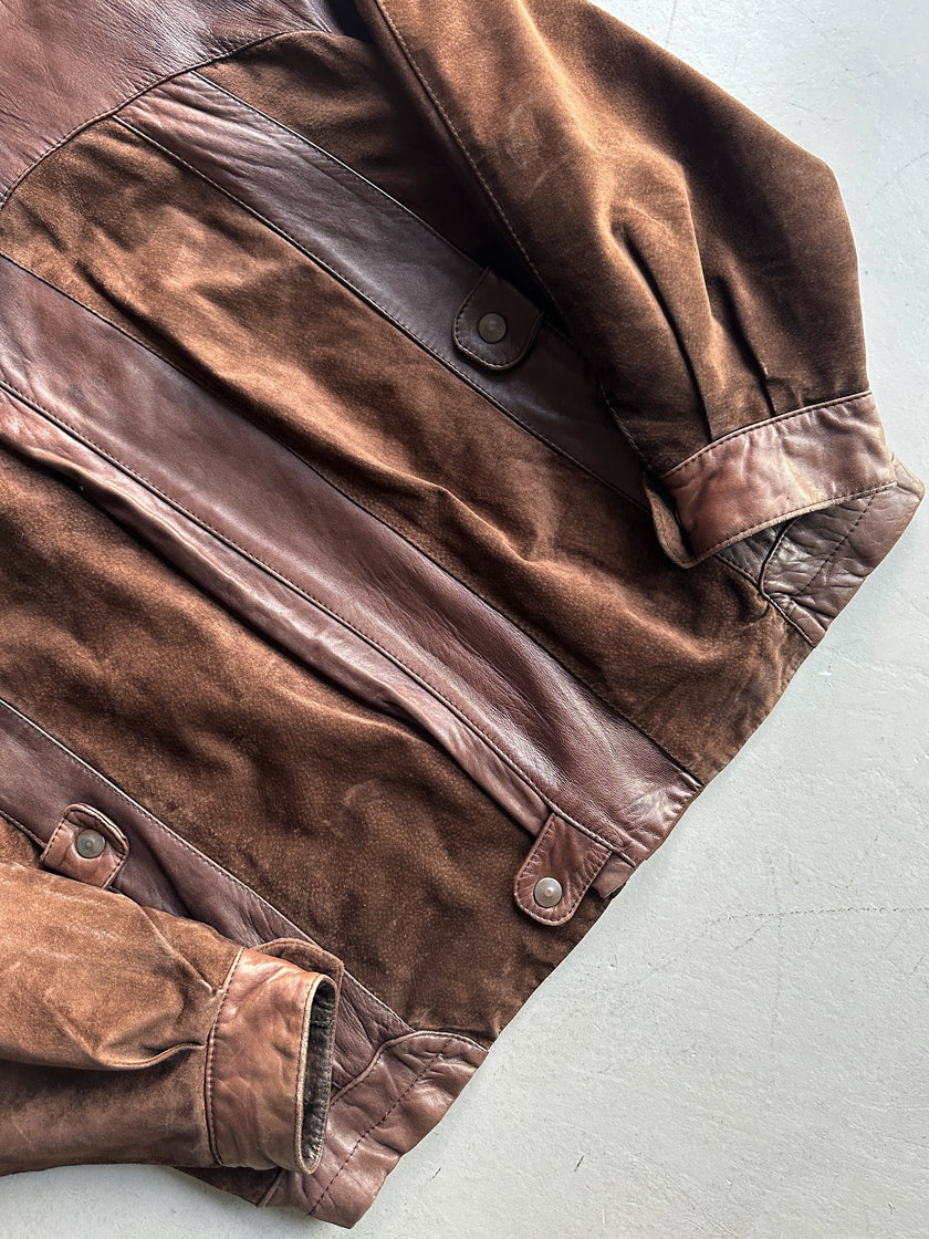 SPANISH LABEL 1980s PANELED LEATHER JACKET