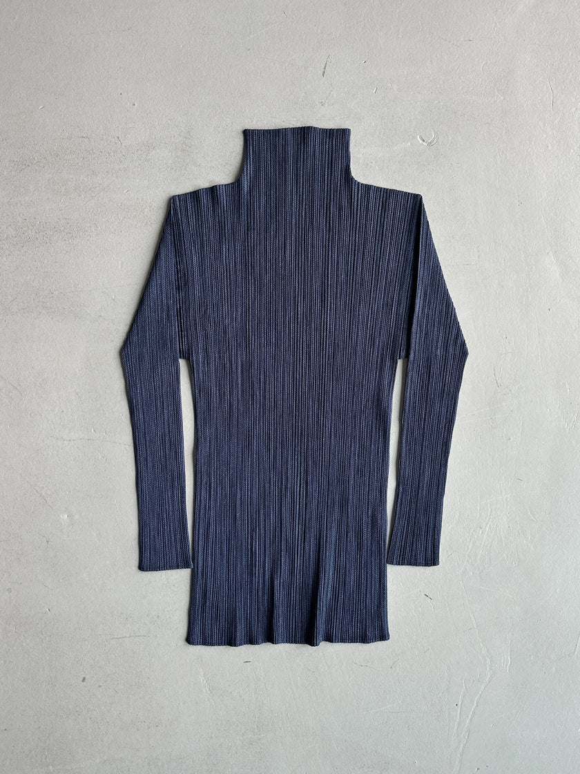 ISSEY MIYAKE PLEATS PLEASE - F/W 2004 HIGH NECK PLEATED LONG SLEEVE TOP