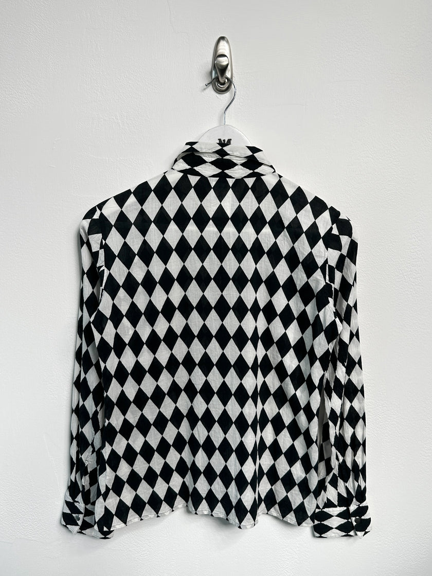 AGNÈS B. - 2000s CRINKLED ZIPPED SHIRT