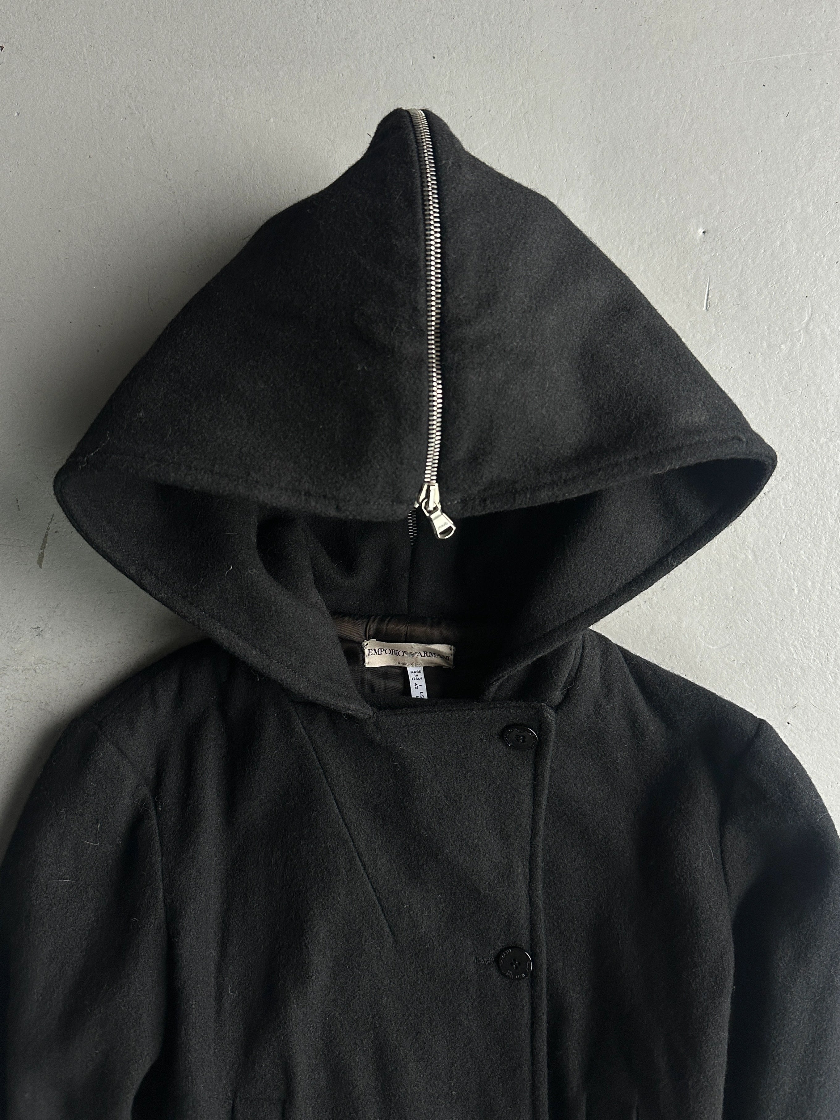 EMPORIO ARMANI - early 2000s FISHTAIL HOOD WOOL JACKET