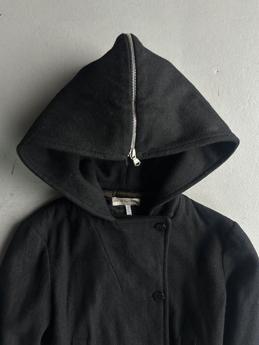 EMPORIO ARMANI - early 2000s FISHTAIL HOOD WOOL JACKET
