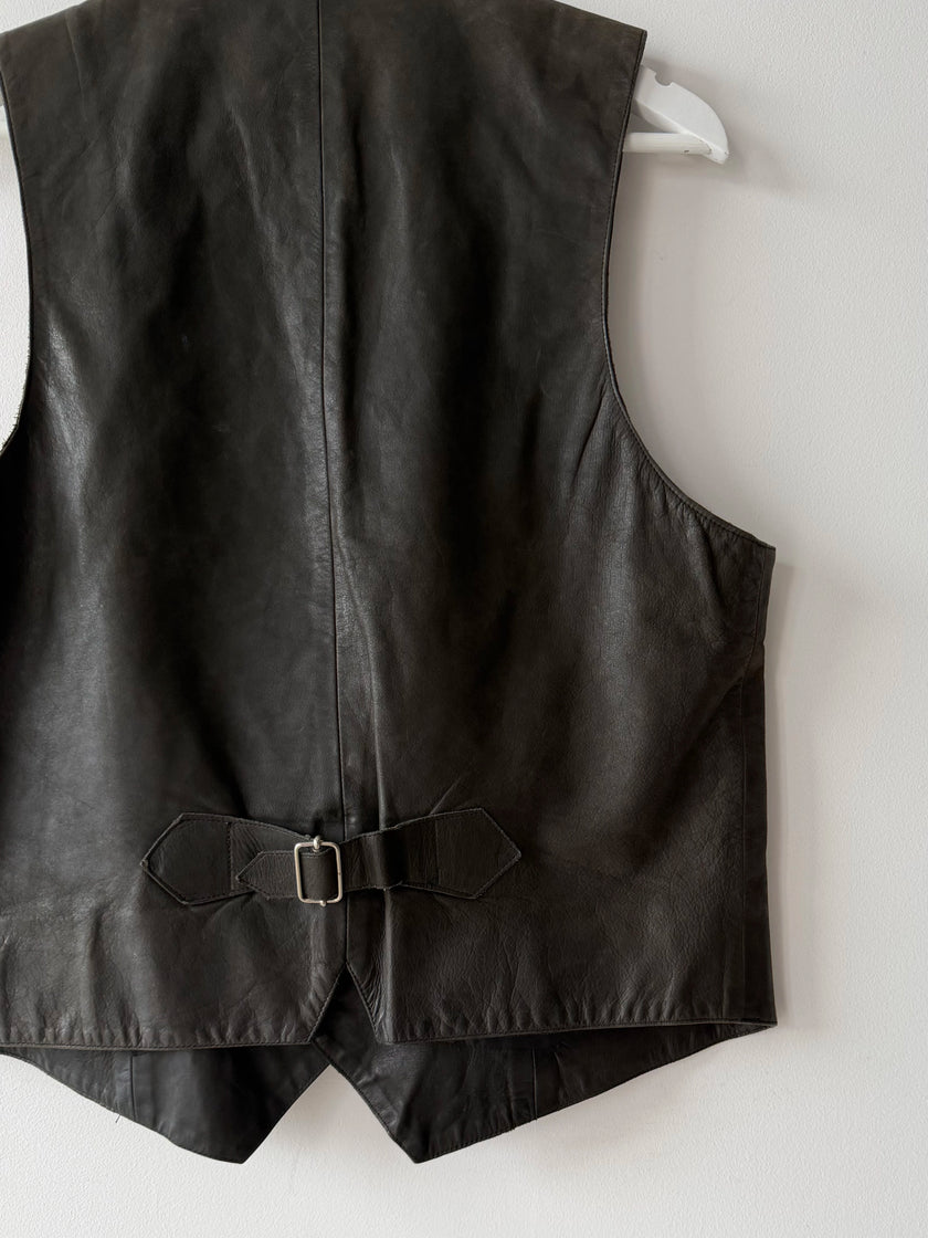 AGNÈS B. - 1990s LEATHER VEST GILET
