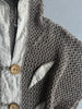 1990s OPEN KNIT HOODED CARDIGAN WITH LINEN DETAILS