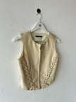 GIANFRANCO FERRÉ - 1990s FAUX LEATHER ZIPPED VEST GILET WITH LACE DETAILING
