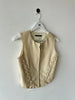 GIANFRANCO FERRÉ - 1990s FAUX LEATHER ZIPPED VEST GILET WITH LACE DETAILING