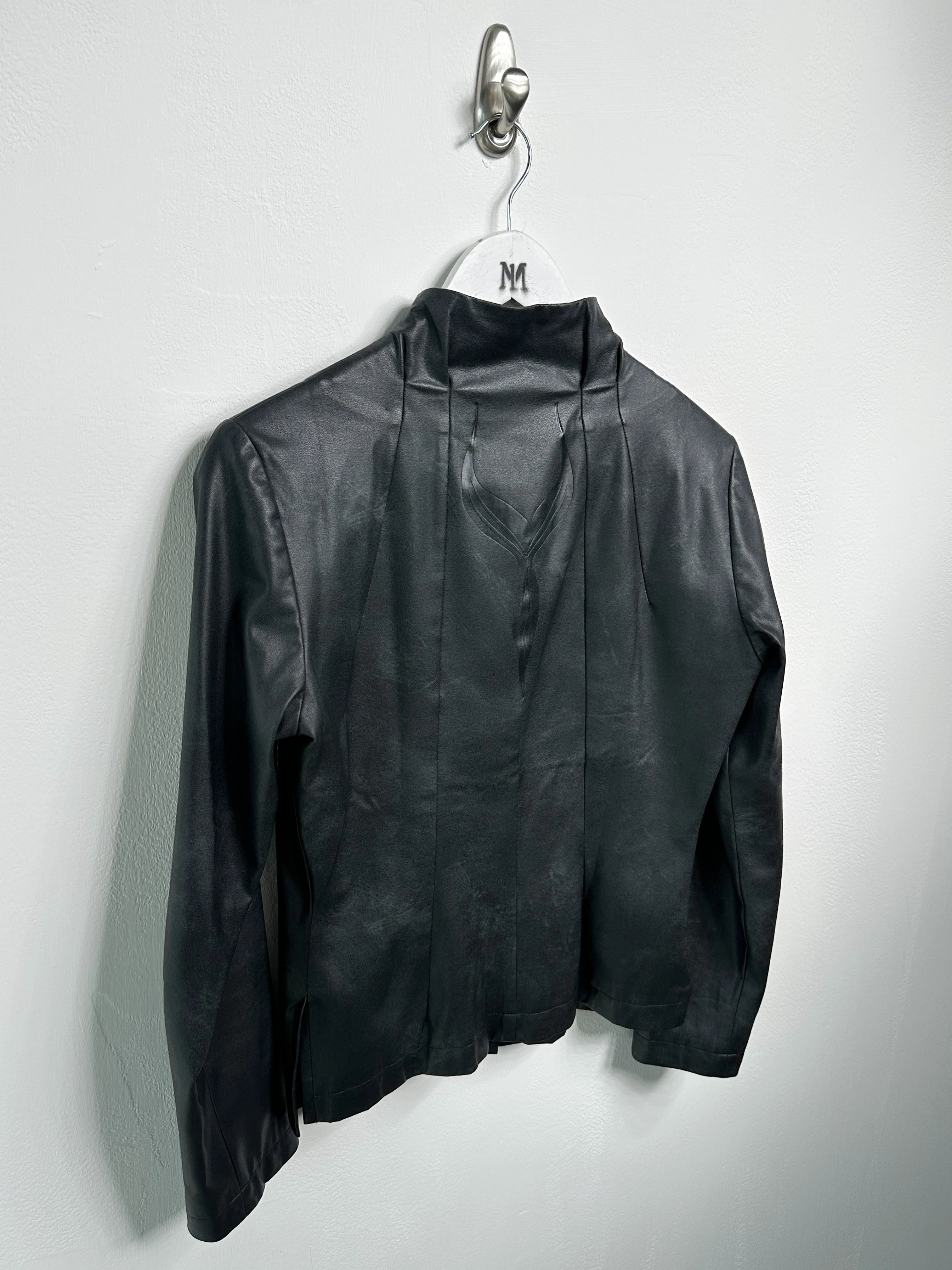 ISSEY MIYAKE - S/S 2006 FAUX LEATHER JACKET WITH SCULPTURAL NECK