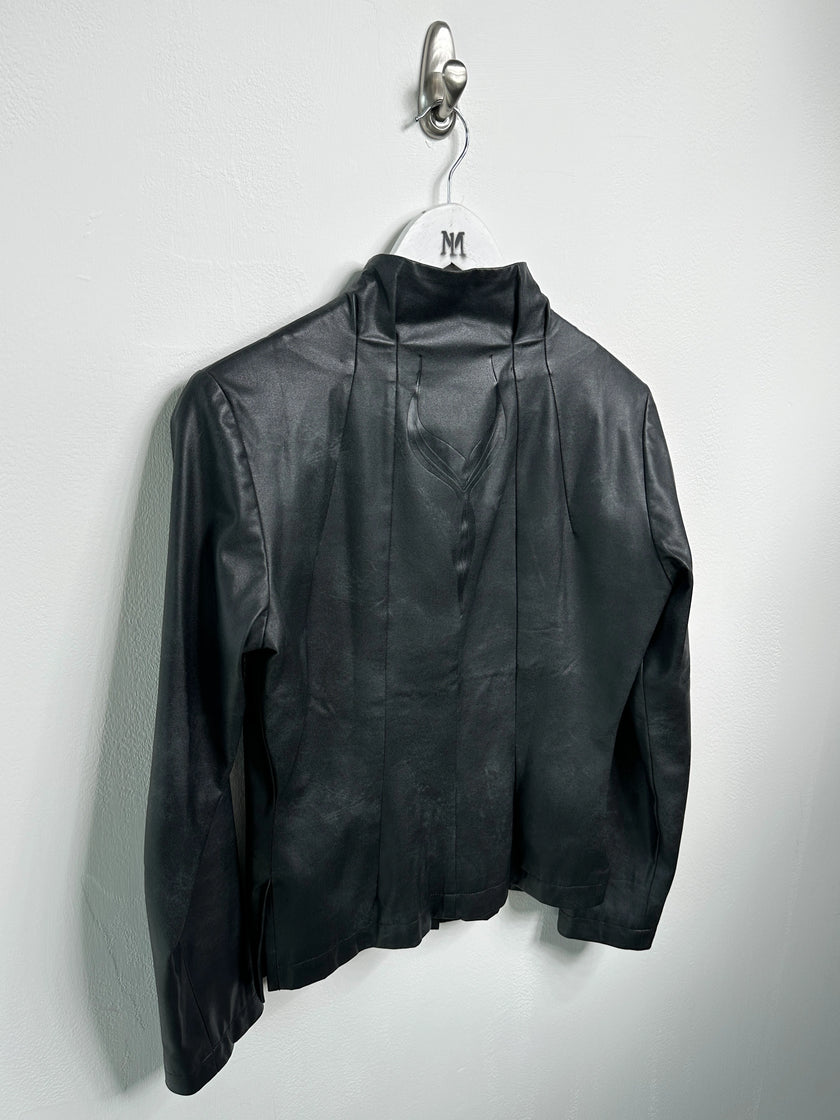ISSEY MIYAKE - S/S 2006 FAUX LEATHER JACKET WITH SCULPTURAL NECK