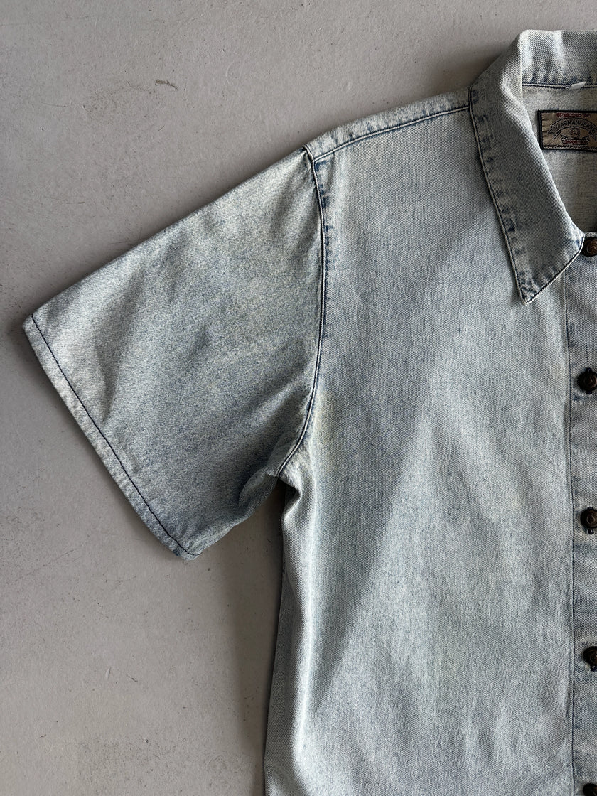 ARMANI JEANS - 1980s HALF SLEEVE DENIM SHIRT