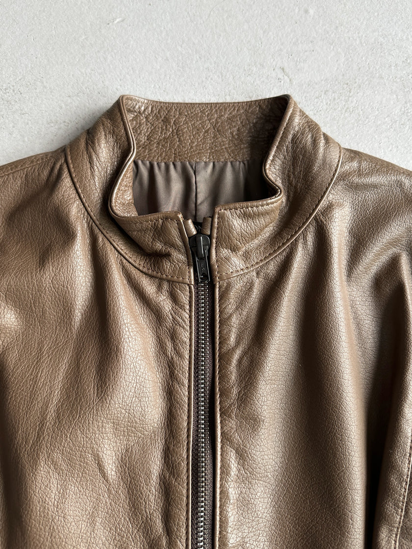 1990s STITCHED WAIST PANEL LEATHER JACKET