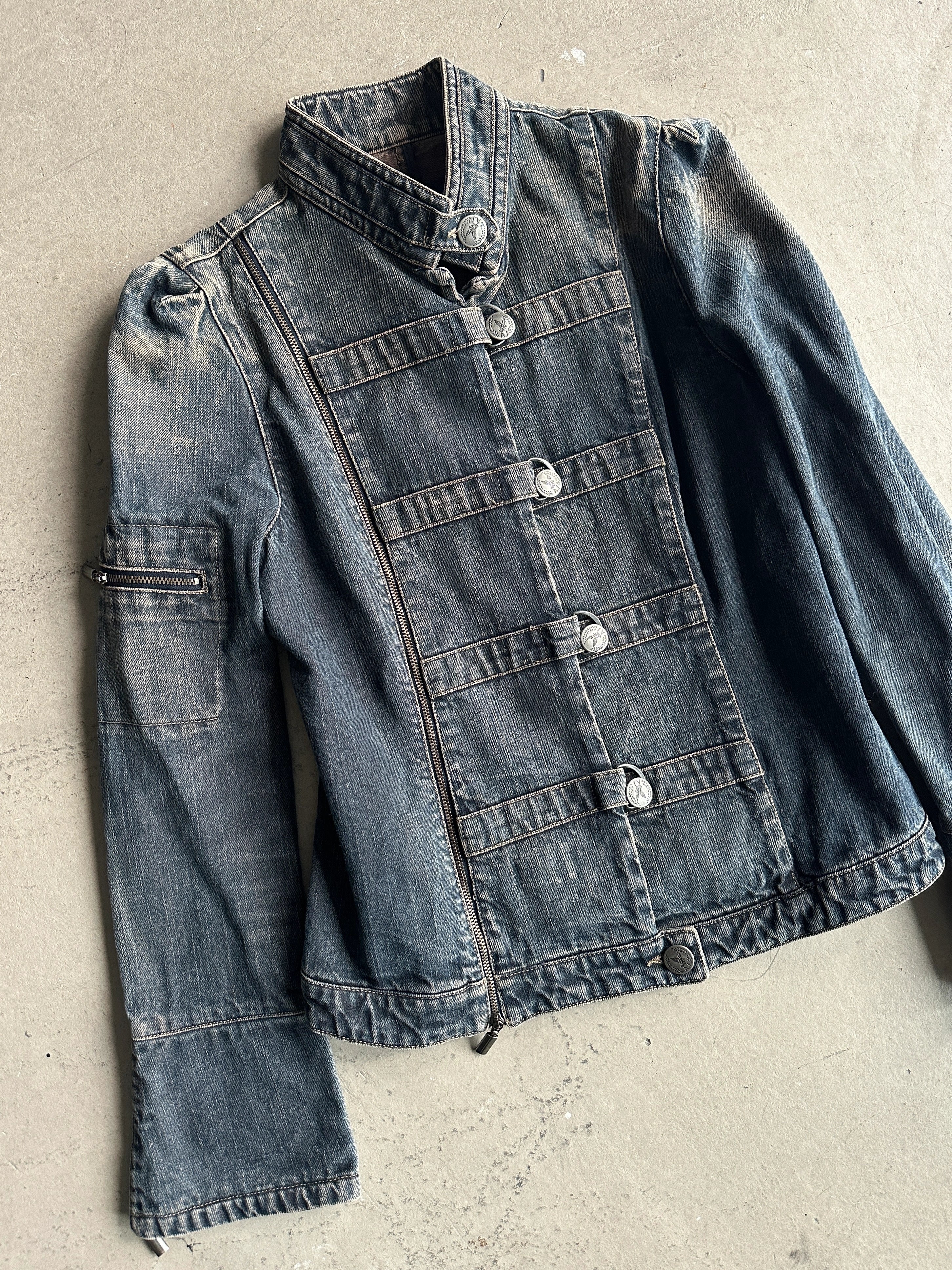 ARMANI JEANS - 2000s INDIGO SERIES 002 MAJORETTE DENIM JACKET WITH SIDE ZIP