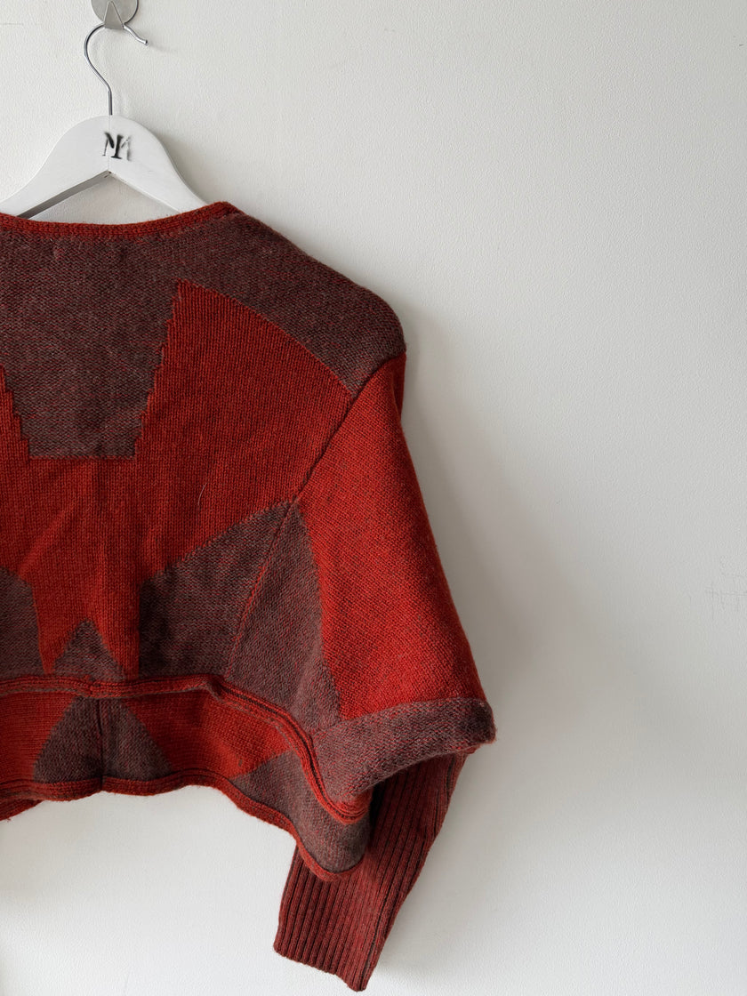 HIROKO KOSHINO  - 2000s OPEN FRONT CROP FIT KNIT CARDIGAN