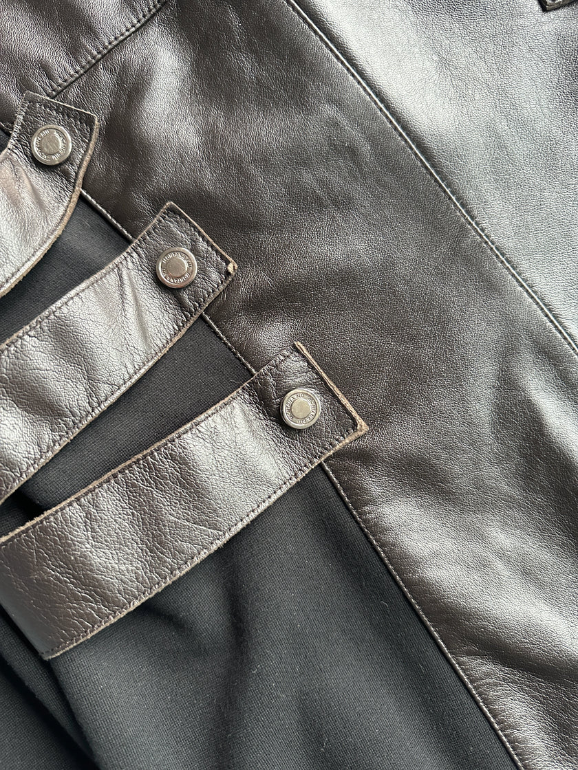 CLAUDE MONTANA - early 2000s BONDAGE JACKET WITH LEATHER FRONT AND BACK PANEL