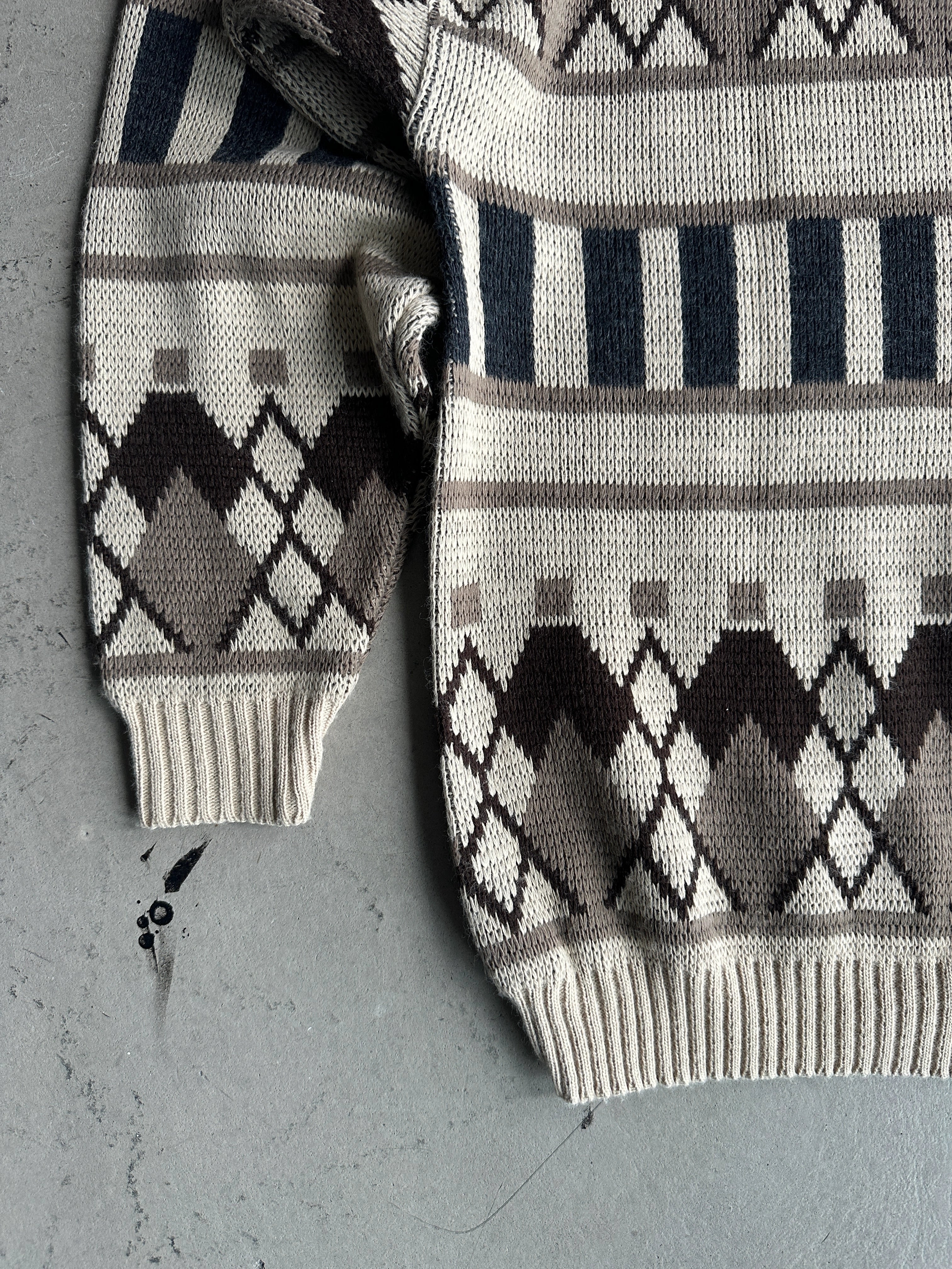 1990s JACQUARD KNIT ROUND NECK JUMPER