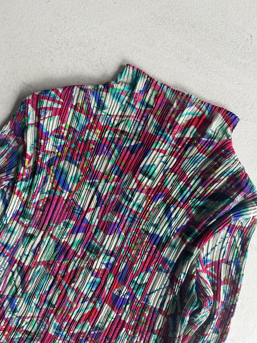 ISSEY MIYAKE FÈTE - S/S 2008 ABSTRACT PRINT BUTTONED BLOUSE
