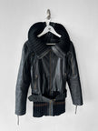 JAPANESE LABEL - late 1990s LEATHER JACKET WITH KNITTED HEM AND ZIP AT BACK