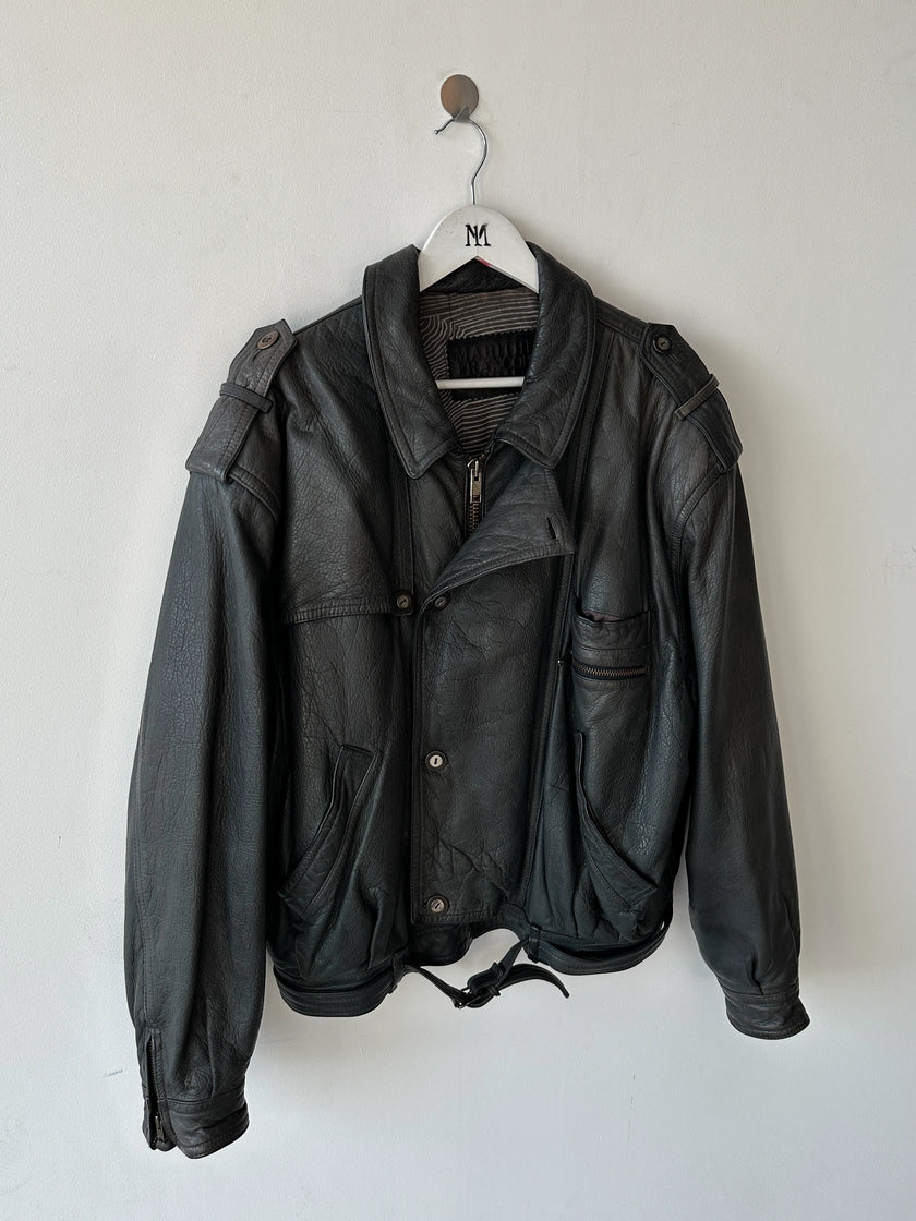 LES MILLÉSIMES DE MARITHÉ & FRANÇOIS GIRBAUD - early 1990s LEATHER BOMBER JACKET