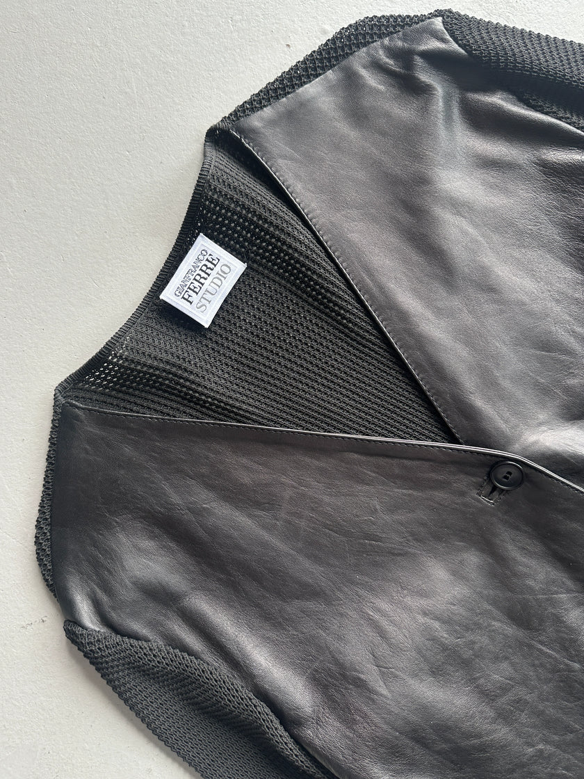 GIANFRANCO FERRÉ - 1990s LEATHER PANELED JACKET