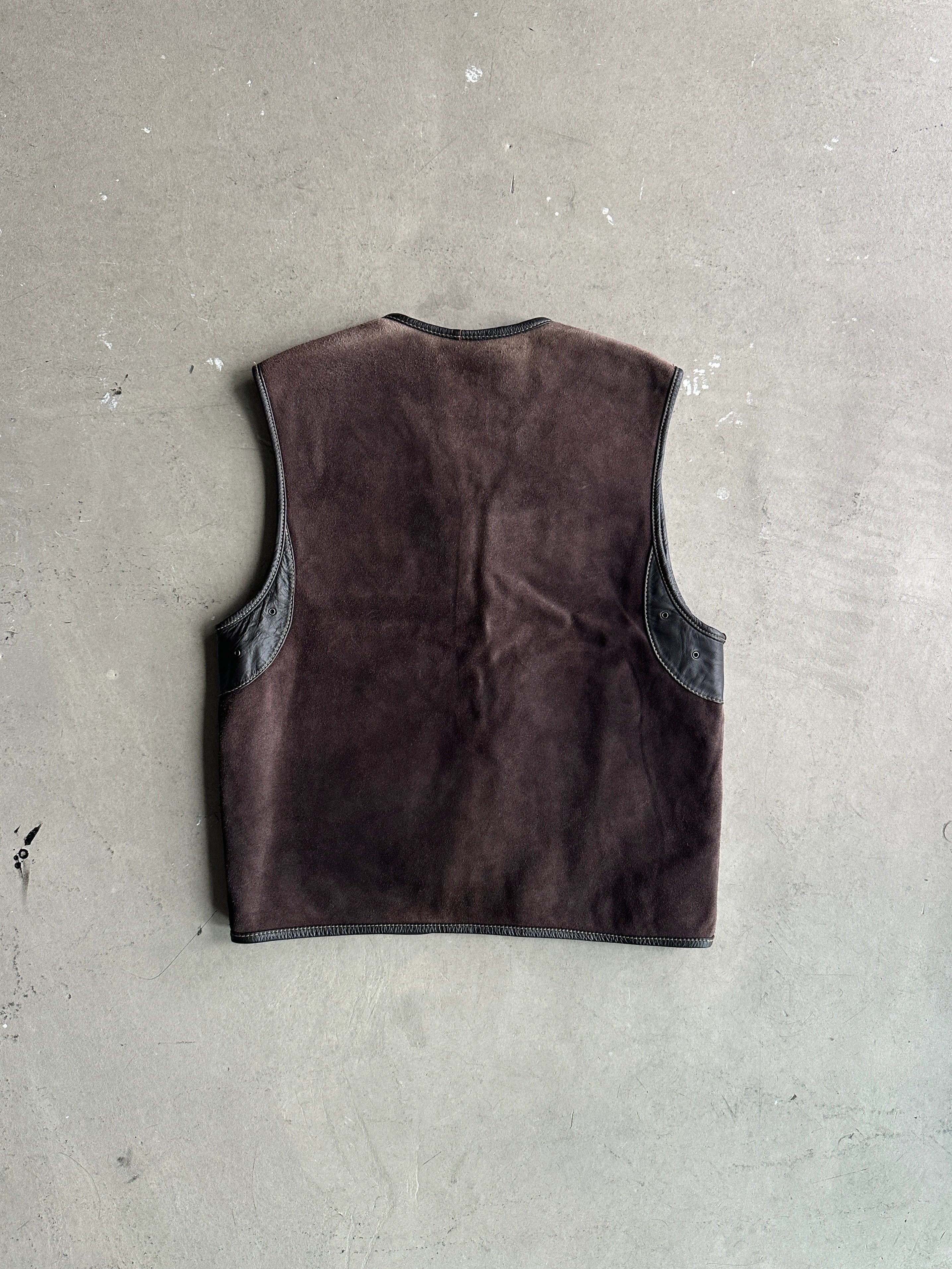 DIESEL - 1990s LEATHER ZIPPED VEST GILET JACKET