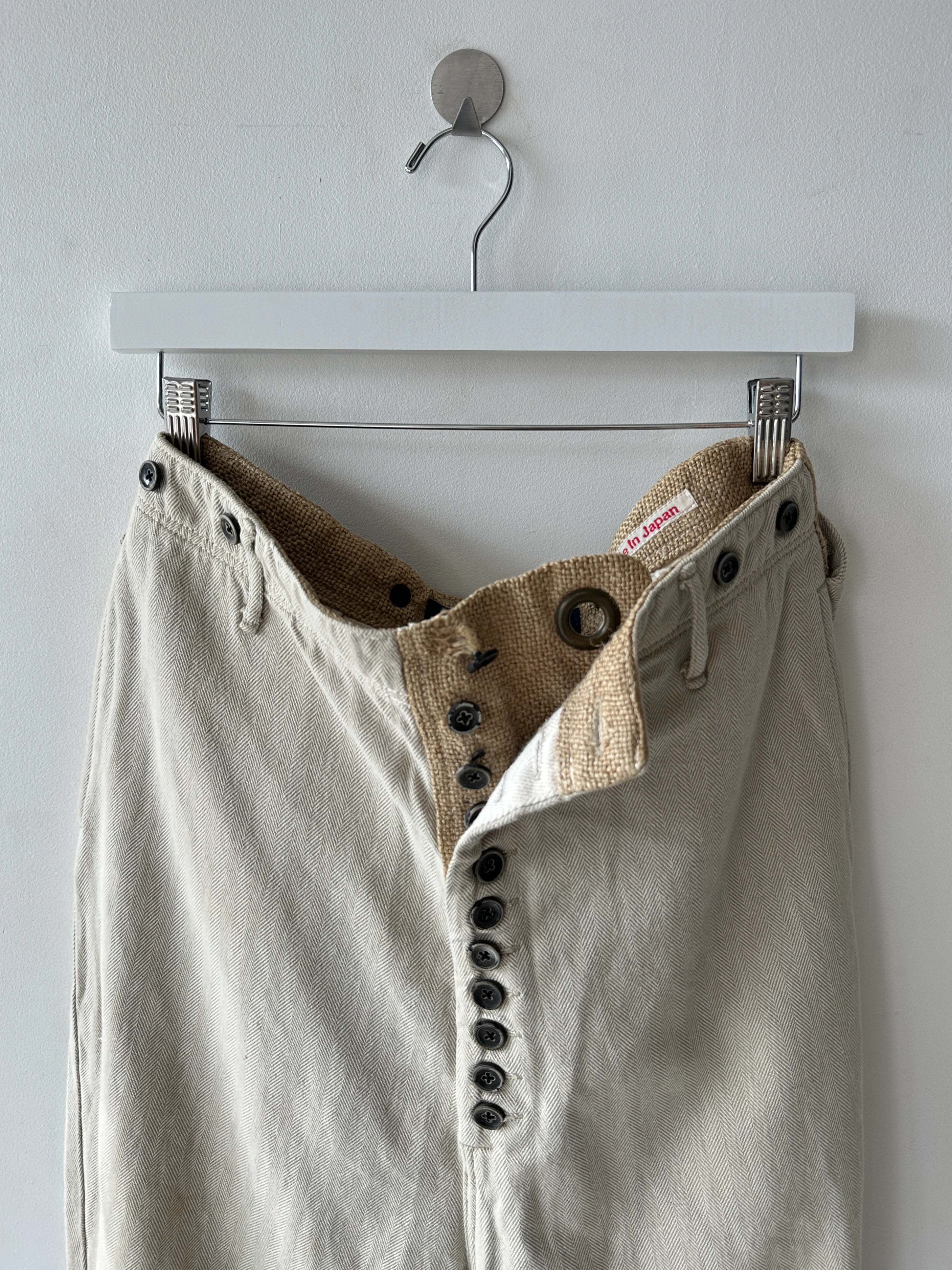 KAPITAL - 1990s LOW CROTCH  TROUSERS WITH WOVEN WAIST PANEL