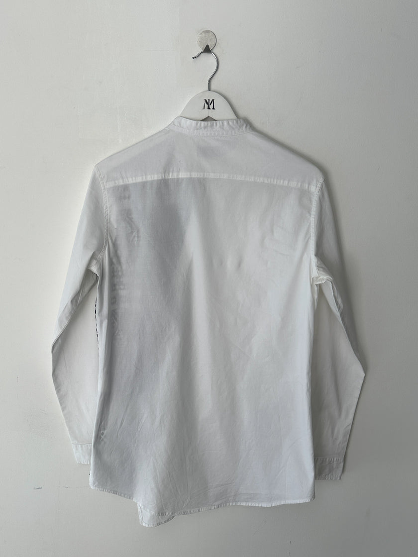 ITALIAN LABEL 2000s MANDARIN COLLAR ASYMMETRIC LONG SLEEVE SHIRT