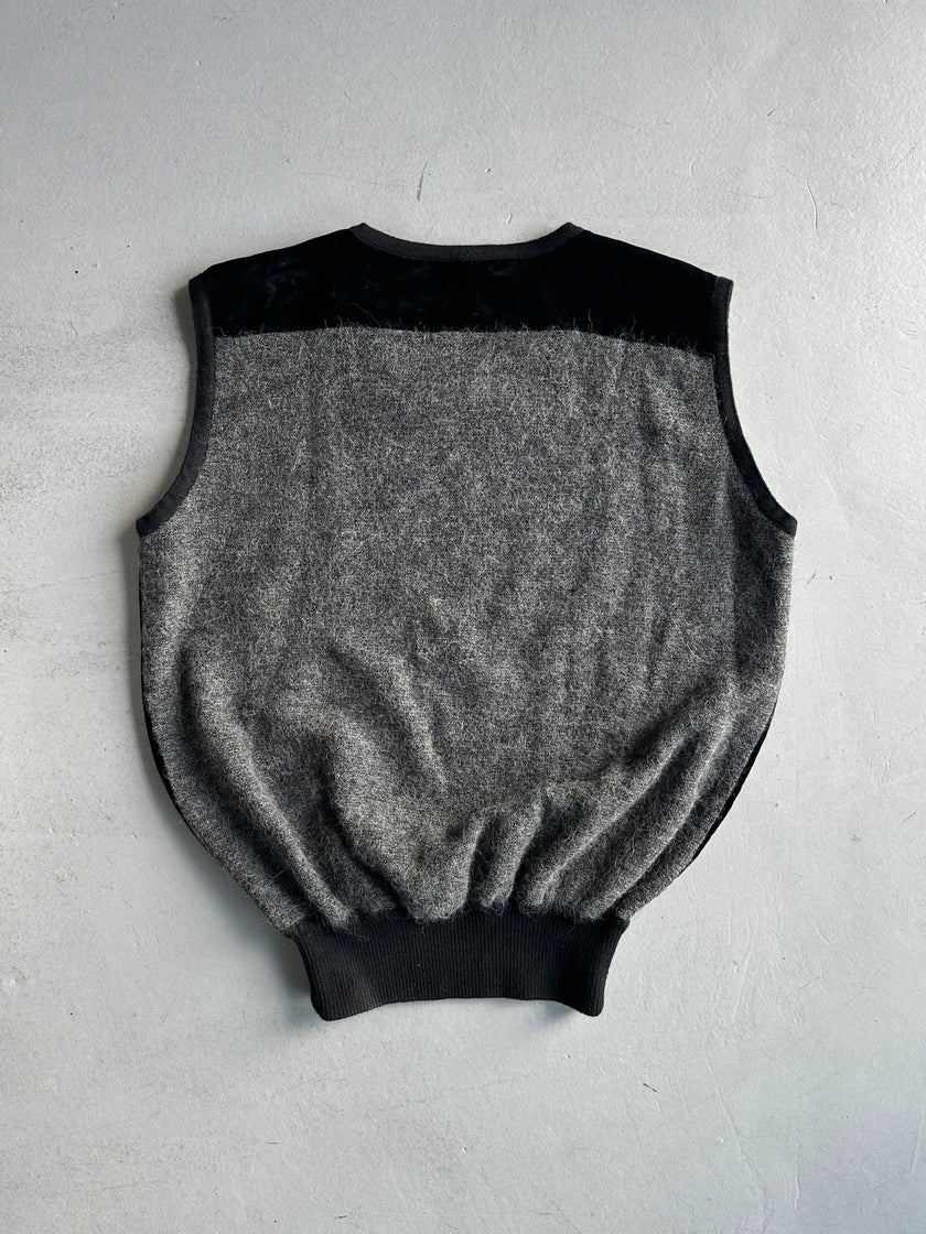 GIANFRANCO FERRÉ - 1990s VELVET FRONT AND FUZZY WOOL CONTRASTING BACK VEST TOP