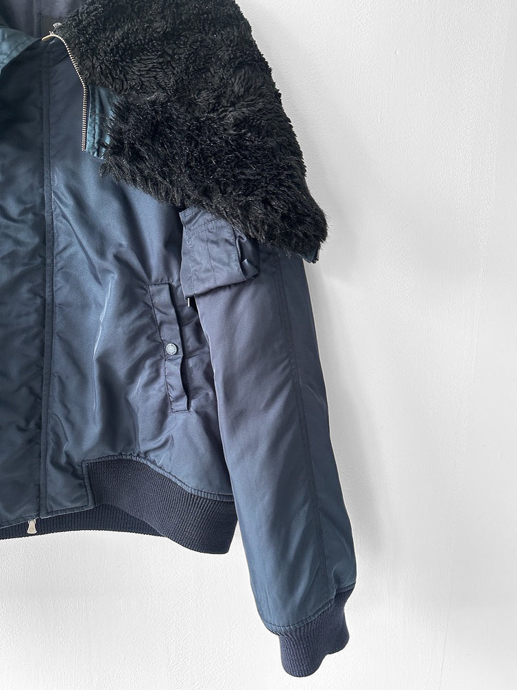 VERSACE - F/W 2003 NYLON BOMBER JACKET WITH OVERSIZED HOOD