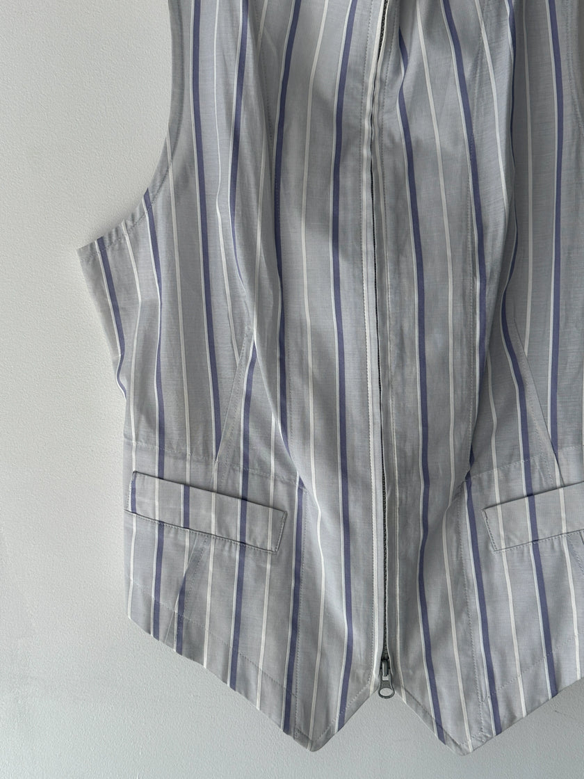 YOHJI YAMAMOTO -  late 2010s STRIPED VEST WITH TWO WAY FRONT ZIP