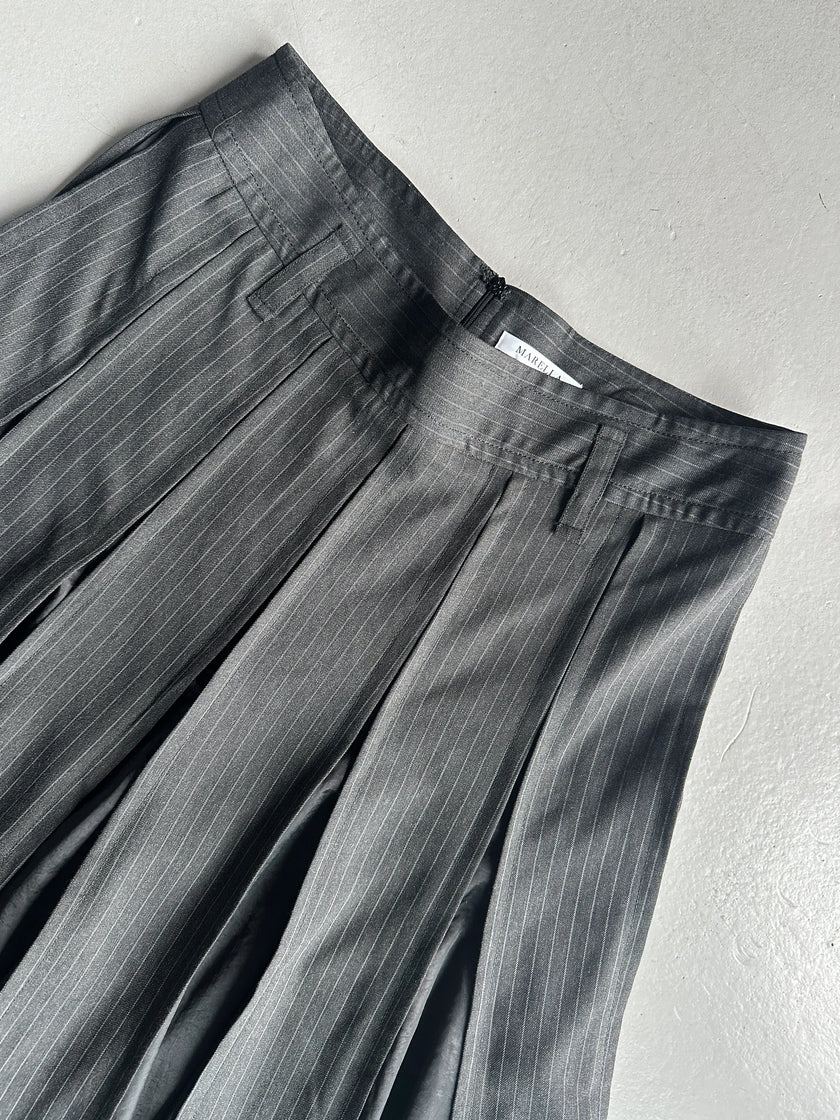 MARELLA - 2000s PANELED PLEATED LONG PINSTRIPED SKIRT