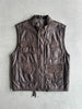 1990s MULTIPOCKET CARGO LEATHER VEST GILET