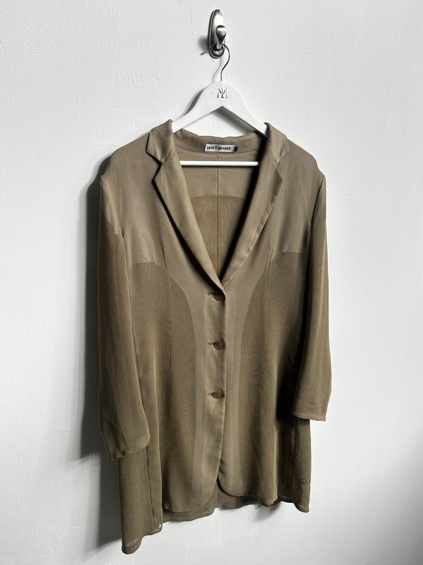 ISSEY MIYAKE - early 2000s DOUBLE LAYER MESH LONG BLAZER