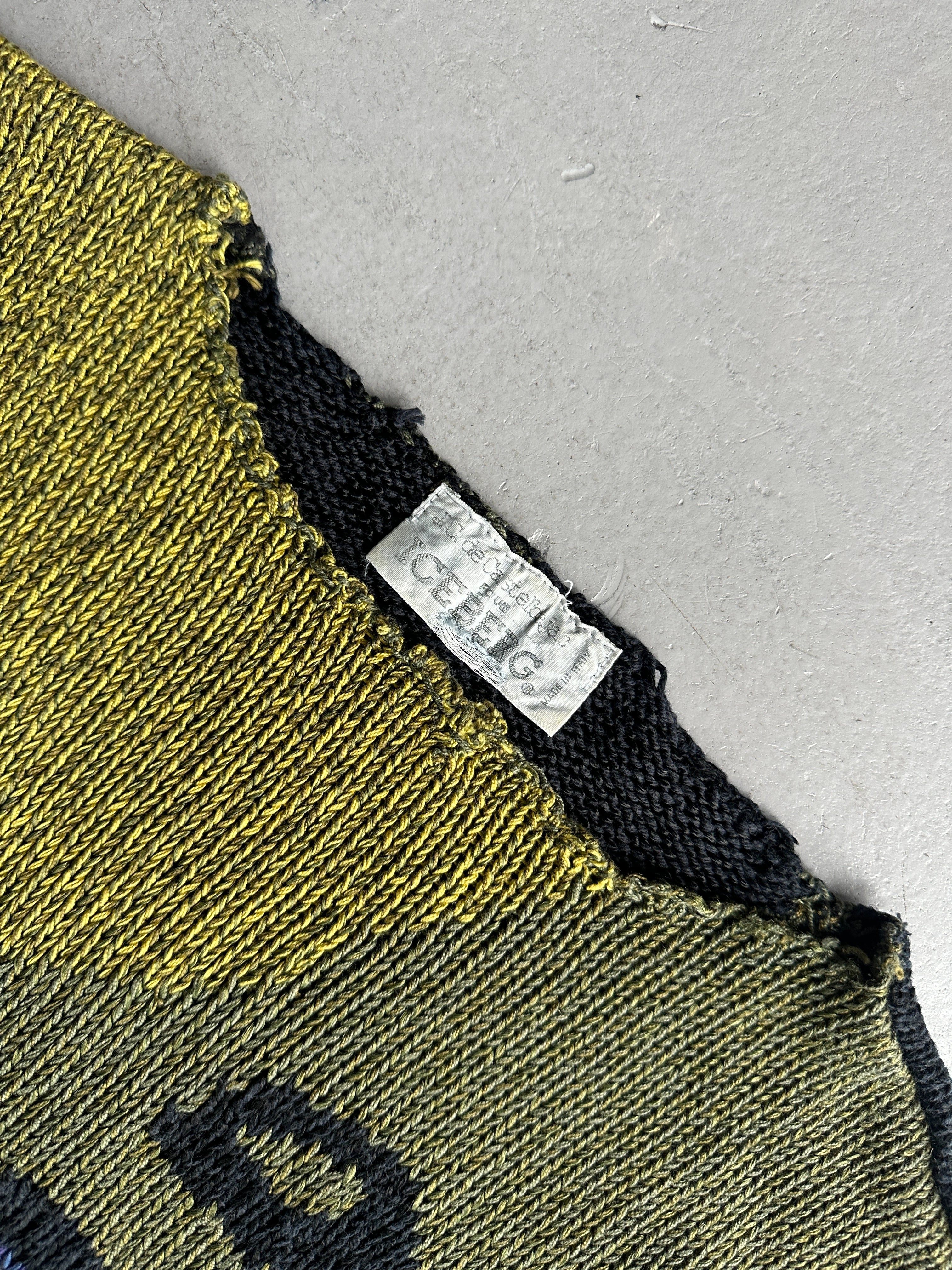 ICEBERG BY J.C. DE CASTELBAJAC - 1980s DISTRESSED COLLAR KNIT JUMPER