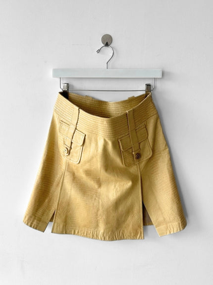 DOLCE & GABBANA - S/S 2004 EMBOSSED LEATHER MINI SKIRT