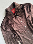 KENZO - 1980s CROP FIT VELVET SHIRT WITH POINTED COLLAR