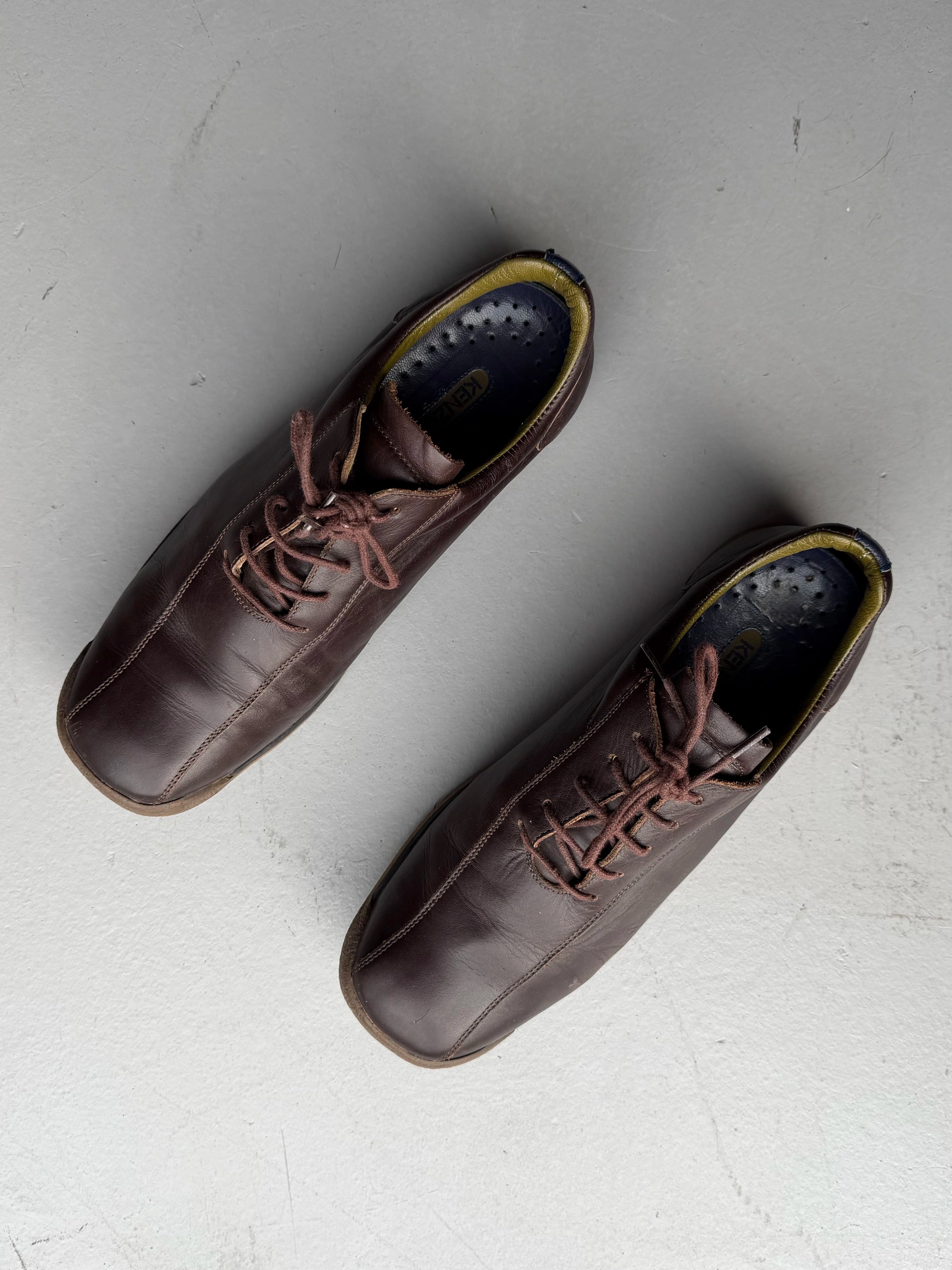 KENZO - 1990s SQUARE TOE LEATHER TRAINERS