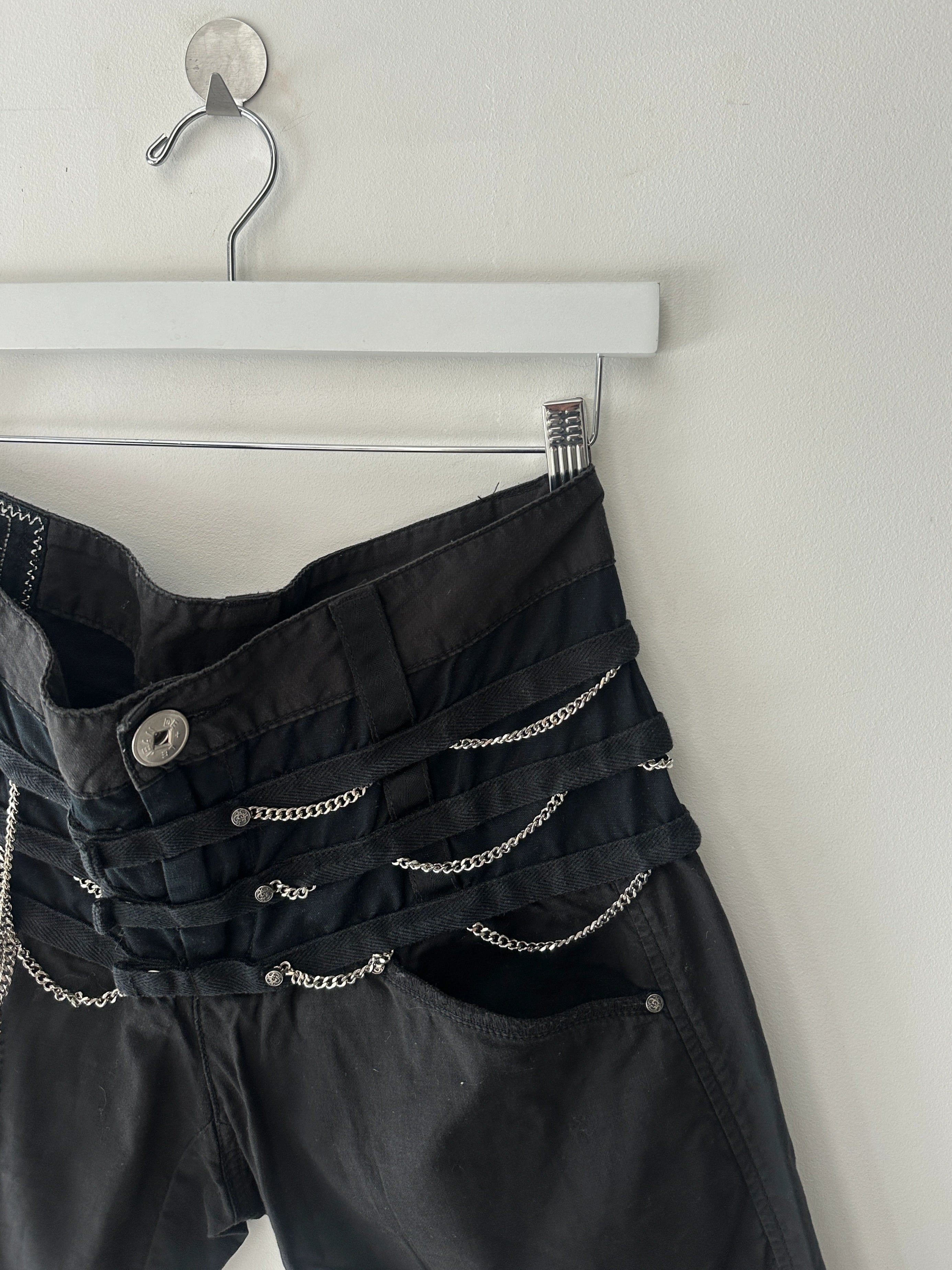 MARITHÉ + FRANÇOIS GIRBAUD - S/S 2008 PANELED CROPPED TROUSERS WITH CHAIN DETAILS