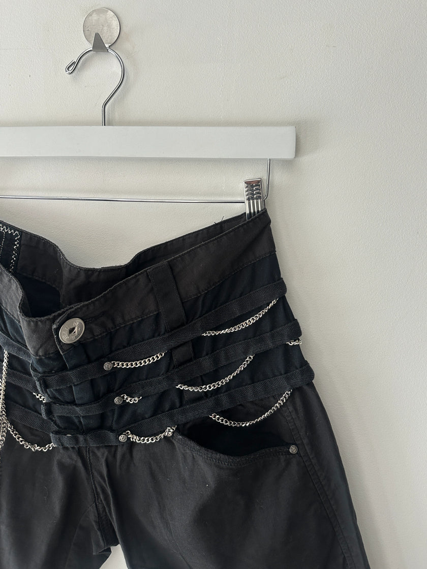 MARITHÉ + FRANÇOIS GIRBAUD - S/S 2008 PANELED CROPPED TROUSERS WITH CHAIN DETAILS