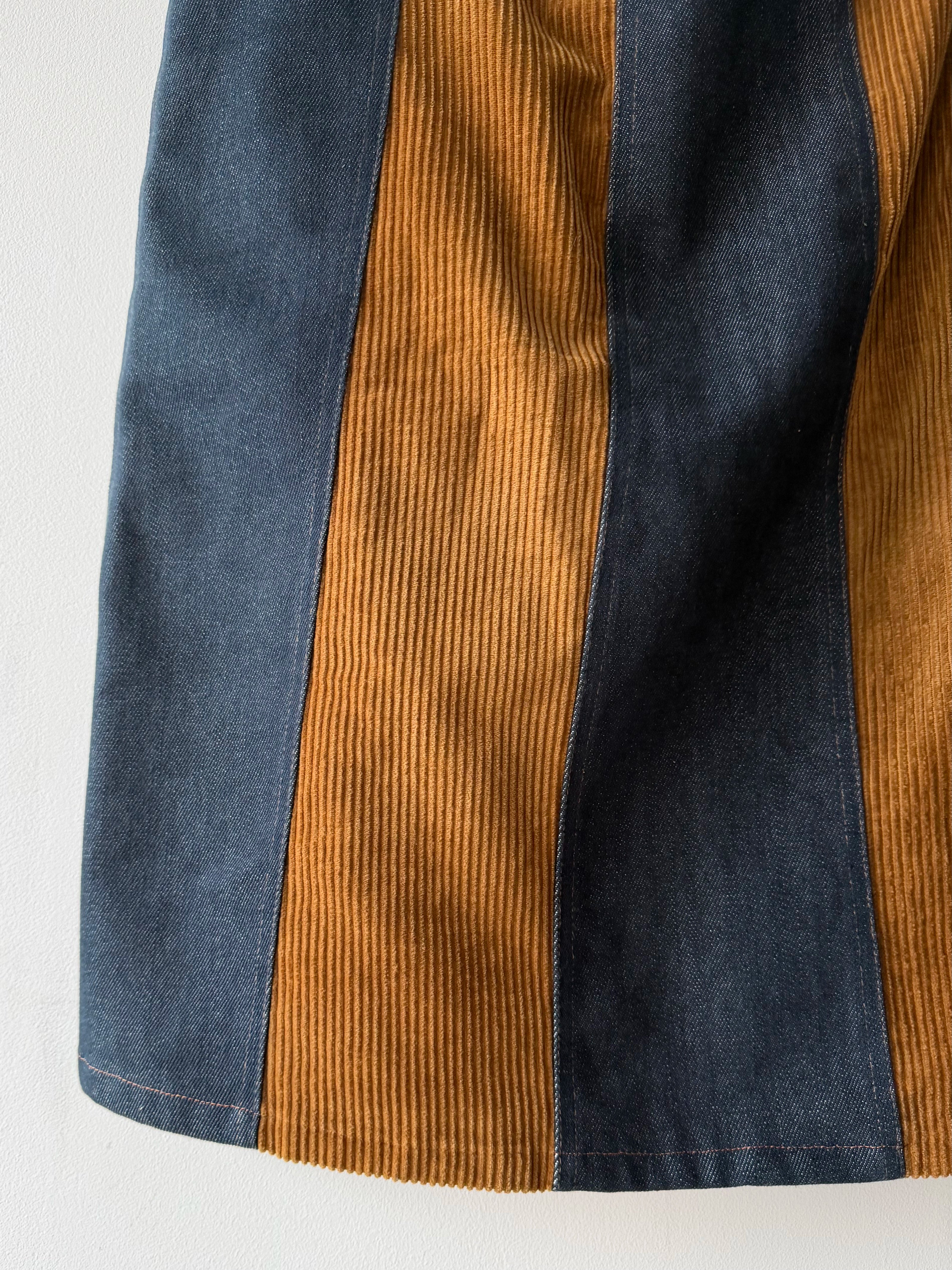 DOLCE & GABBANA - F/W 2002 DENIM SKIRT WITH CORDUROY PANELS