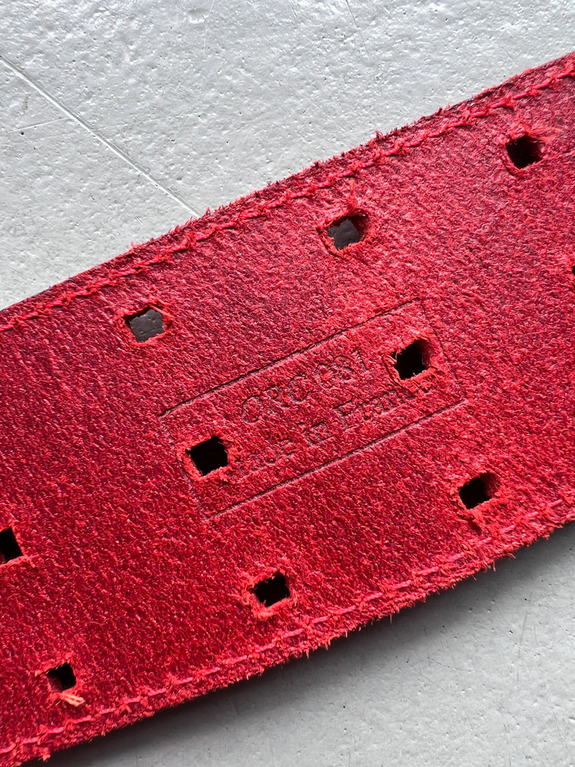 JEAN PAUL GAULTIER - 1990s GRID PERFORATION LEATHER BELT